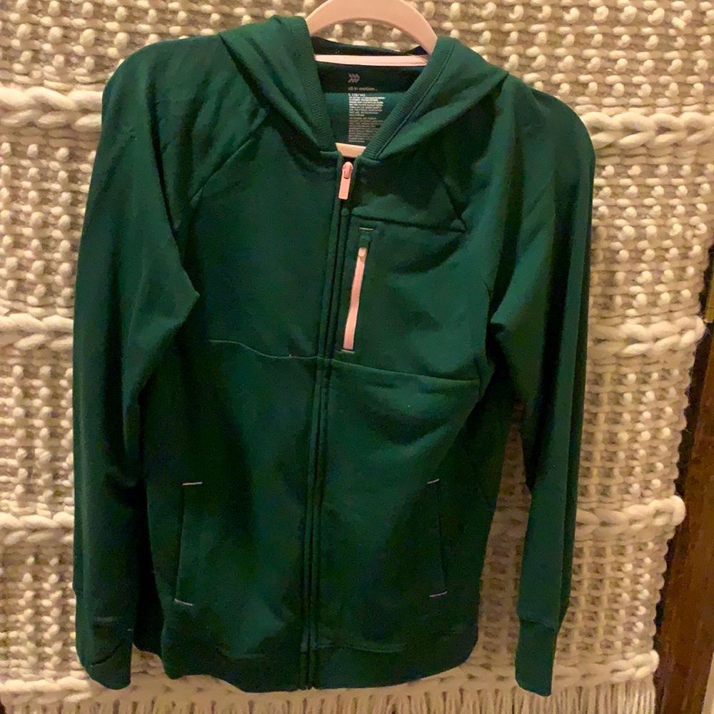 Green french terry FZ hoodie